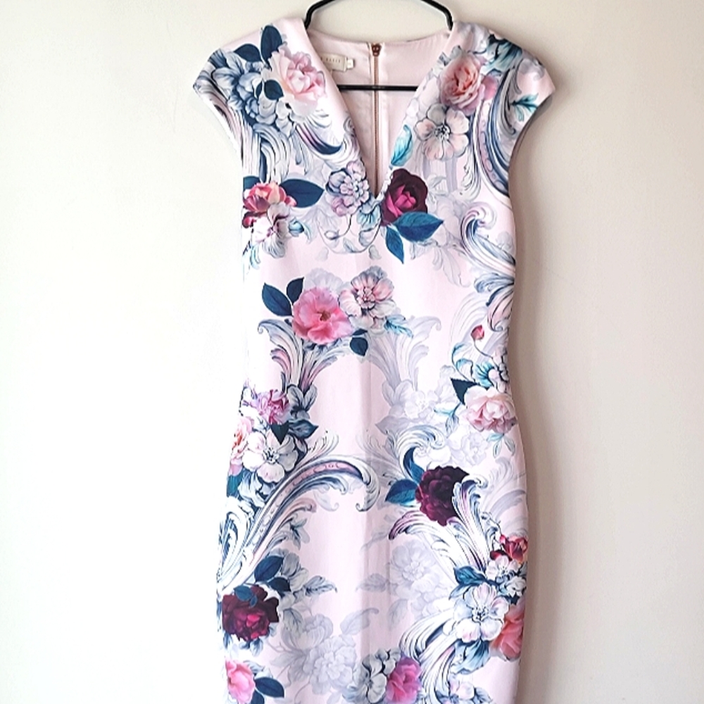 Ted Baker Acanthus Size 2 Floral Bodycon Dress